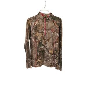 REALTREE Xtra Long Sleeve 1/4 Zip Camo Base Layer Shirt size Large